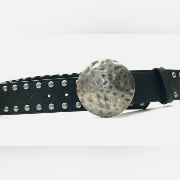 Women’s Vintage Silver Tone Coin Stretch Belt 80s Shiny Disc Metal Cincher Belt - Picture 4 of 16